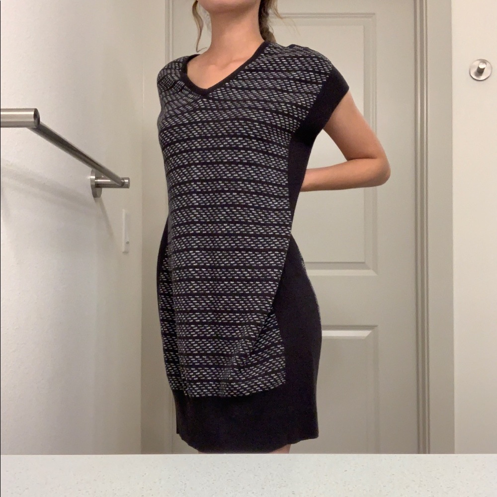 Athleta Soft Warm Grey & Black Sweater Dress